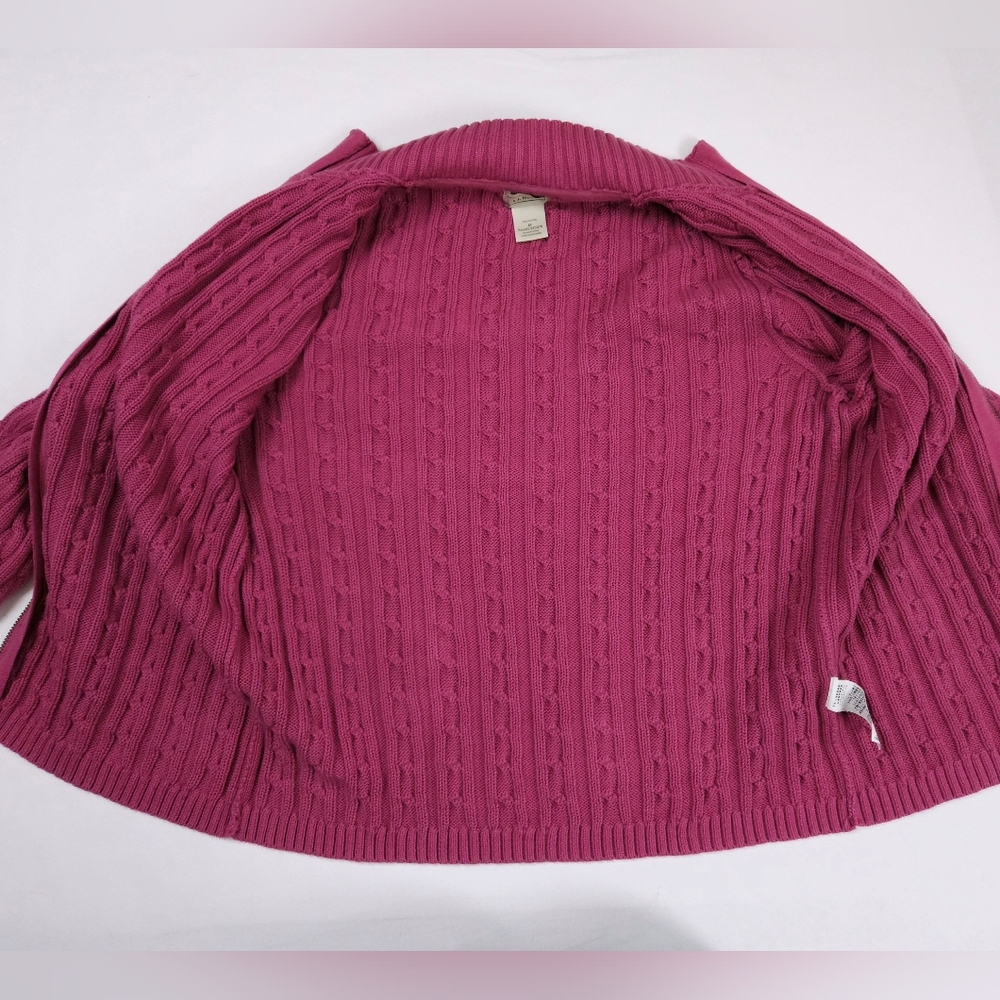 L.L. Bean Raspberry Cable Knit Cardigan - Picture 11 of 15